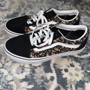 Floral Black and White vans Sneakers
